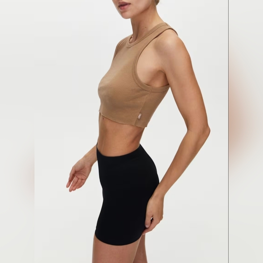 ARITZIA TNA Beige Ribbed Cropped Racer Tank - Picture 3 of 8